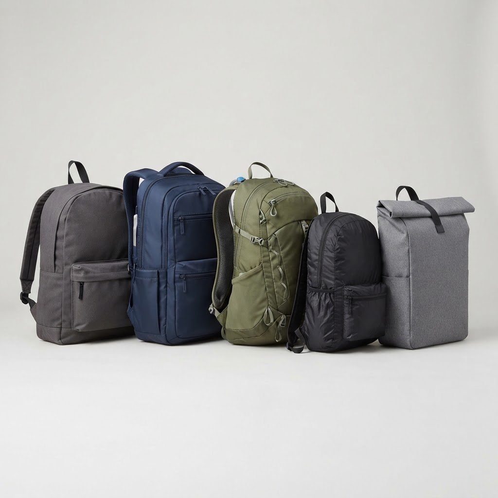 Range of backpacks on display